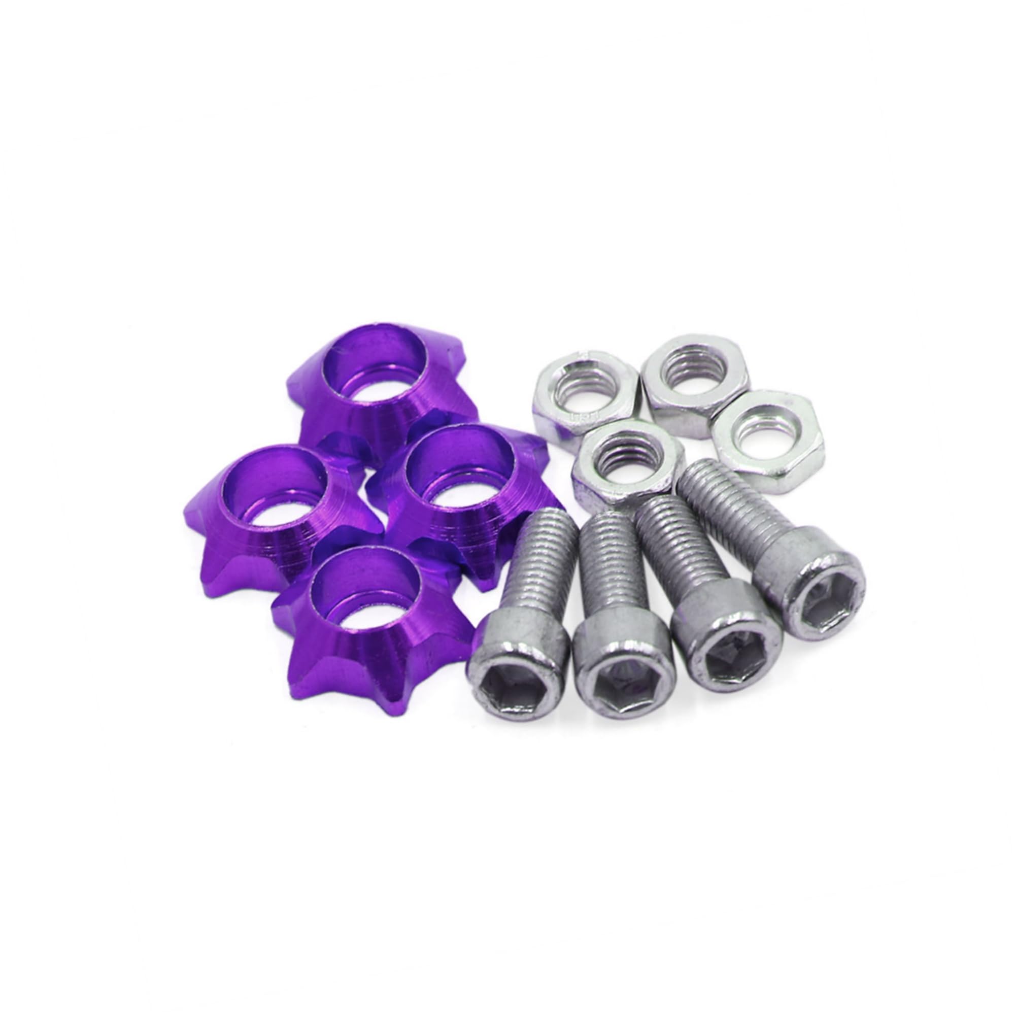 REPAIROCK 4Pcs Purple Metal 6mm Thread Motorcycle Hexagon License Plate Bolts Screws Auto Replacement Parts