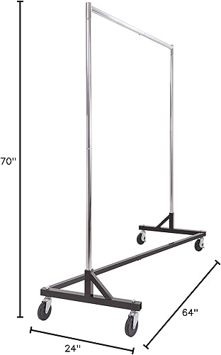 Miniatura 6 de Perchero comercial para ropa (perchero en Z) - Perchero con ruedas, perchero en Z con construcción KD con tubos cuadrados duraderos, perchero para