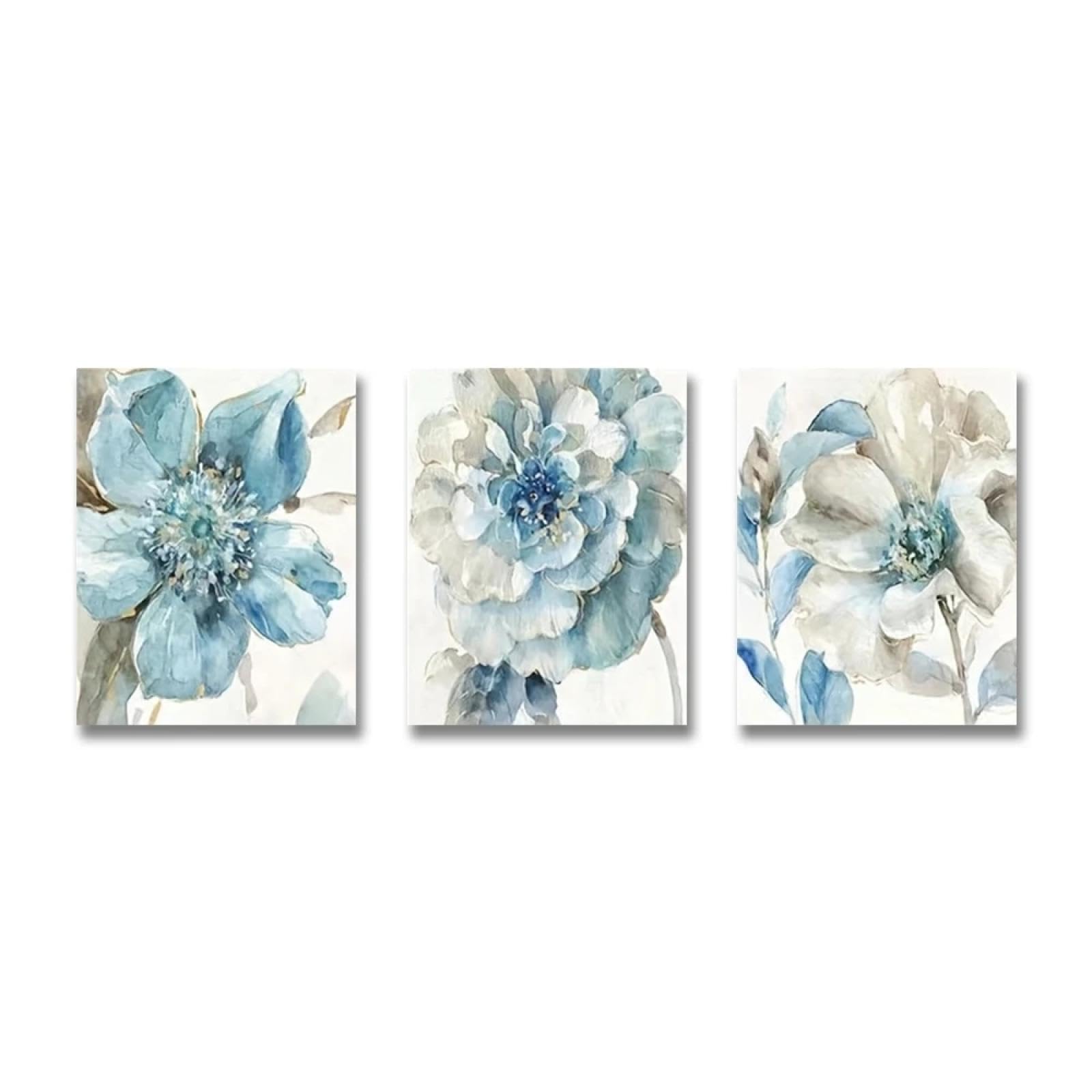 Art mural abstrait premium triptyque de fleurs bleues encadrées YIUEYI - 8