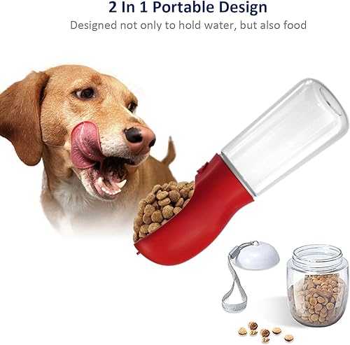 Miniatura 3 de WePet Botella de agua portátil para perros con contenedor de alimentos, 19 onzas + 6 onzas, dispensador de agua para cachorros a prueba de fugas con