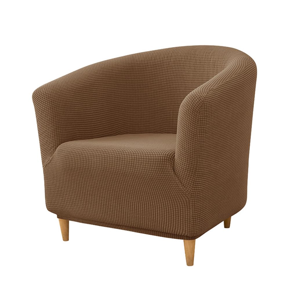 Hearda Jacquard Soft Tub Chair Covers 1 Piece, Tub Chair Cover, Stretch Tub Chair Slipcover Breathable Tub Chair Armchair Cover Club Chair Cover for Living Room Office (Coffee)