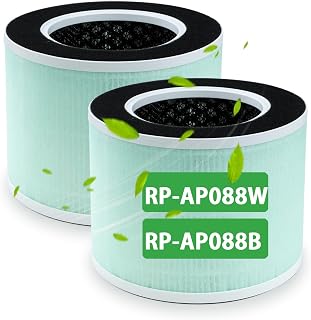 BBT BAMBOOST RP-AP088-F2/F1 Replacement Filter Compatible with Renpho RP-AP088 RP-AP088W RP-AP088B Air Purifier, 3-in-1 H13 True HEPA and High-Efficiency Activated Carbon Filter, 2 Pack