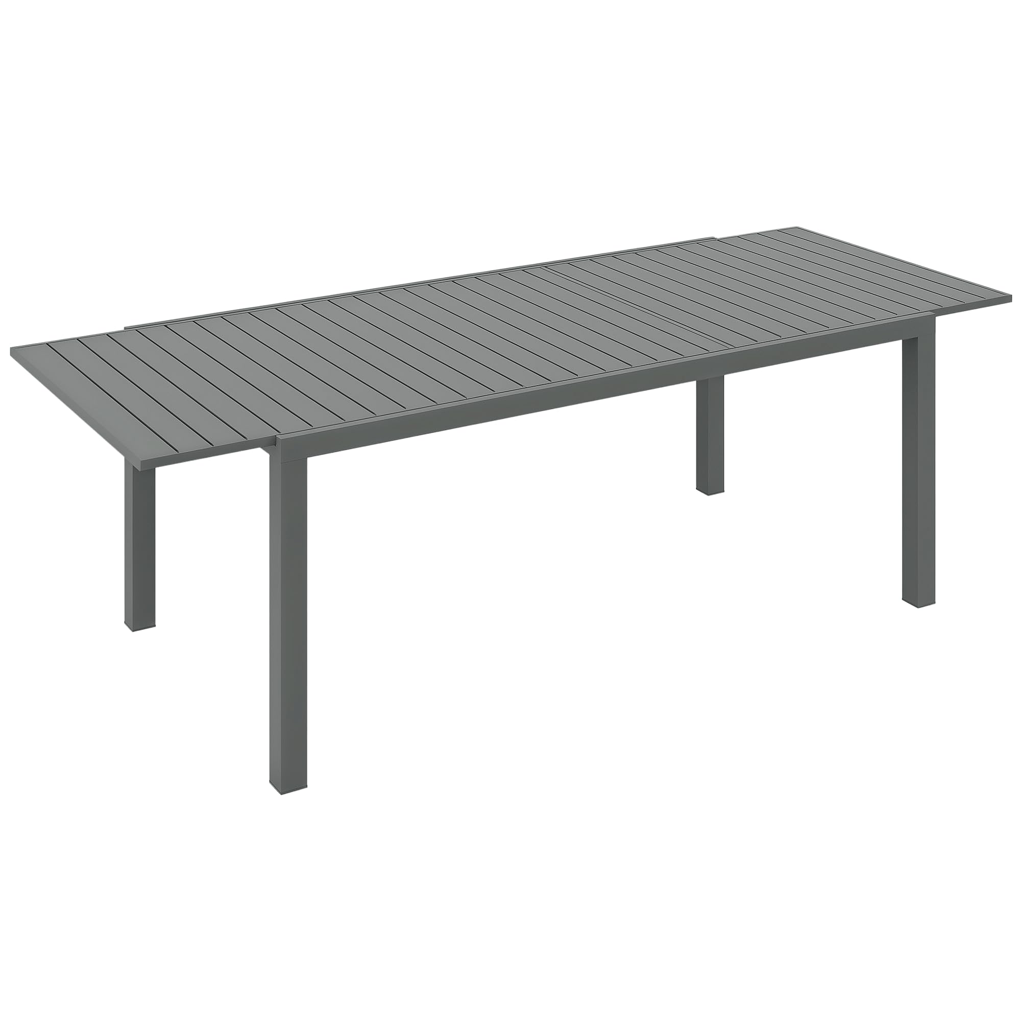 Outsunny Mesa de Jardín Extensible de Aluminio Mesa de Comedor Exterior Mesa de Terraza Rectangular para 6-8 Personas Carga 50 kg para Balcón 180/240x94x73 cm Gris Oscuro