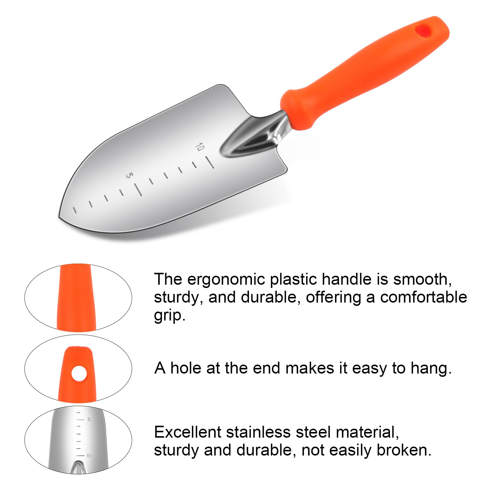 Juego de herramientas de jardín, 5 piezas de acero inoxidable resistentes, suministros de jardinería, herramientas manuales de jardinería con mango ergonómico de madera, regalos de jardinería para
