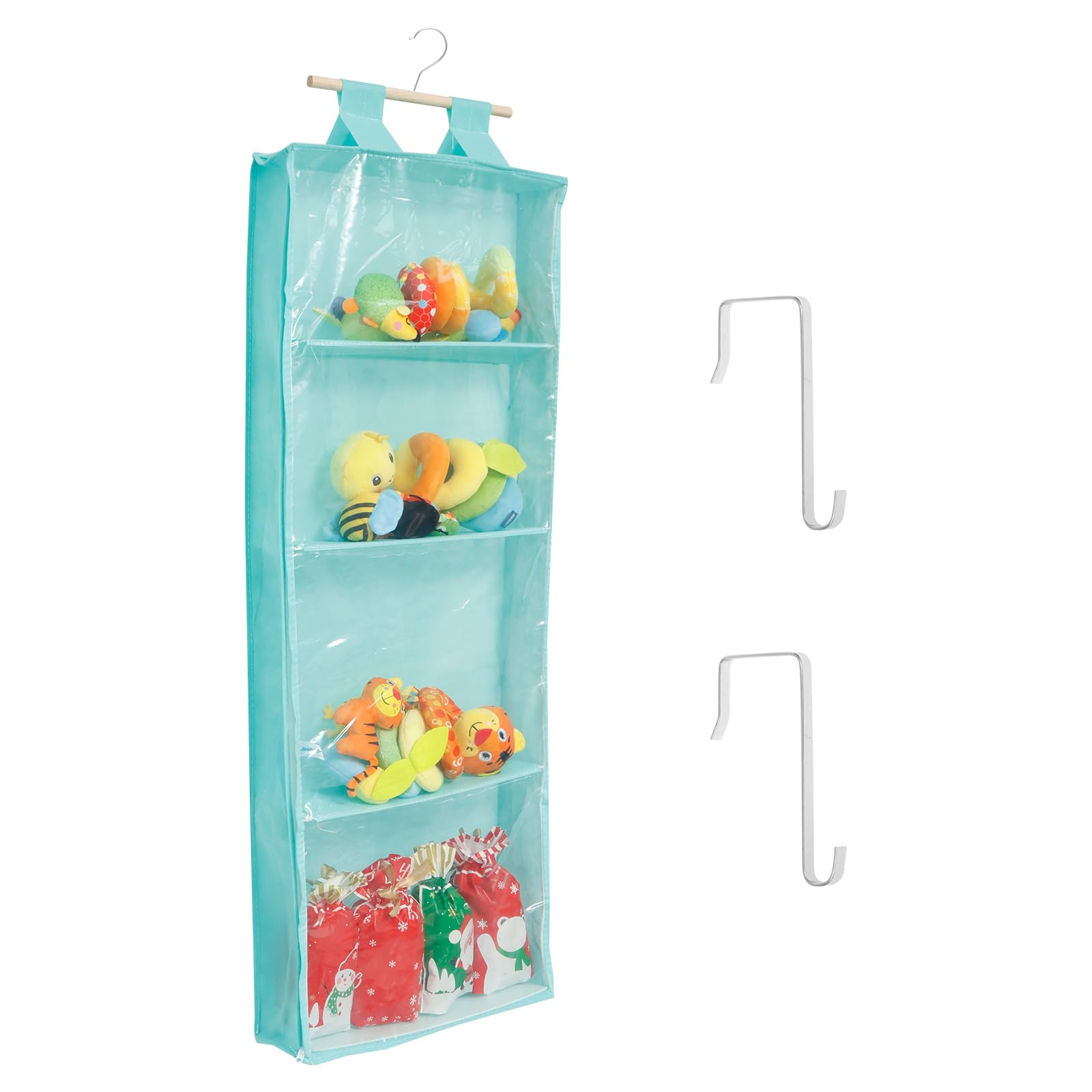 Patnfr Green Hanging Yarn Storage Organiser Large Capacity Door Hanging Yarn Organizer With 4 Compartment Clear Knitting Organizer Storage With Over-Door Hooks For Knitting Needles Sewing Balls Clothes Toys