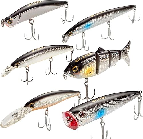 Dr.Fish Señuelos de pesca surtidos, de 5 pulgadas. Señuelos con diseño de peces pequeños, con anzuelo, para peces de agua dulce o salada. Señuelos