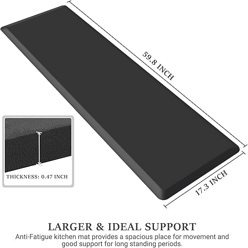 Miniatura 2 de WISELIFE Tapete de cocina acolchado, impermeable, tapete de cocina resistente al agua, tapete ergonómico de PVC cómodo para cocina, oficina,