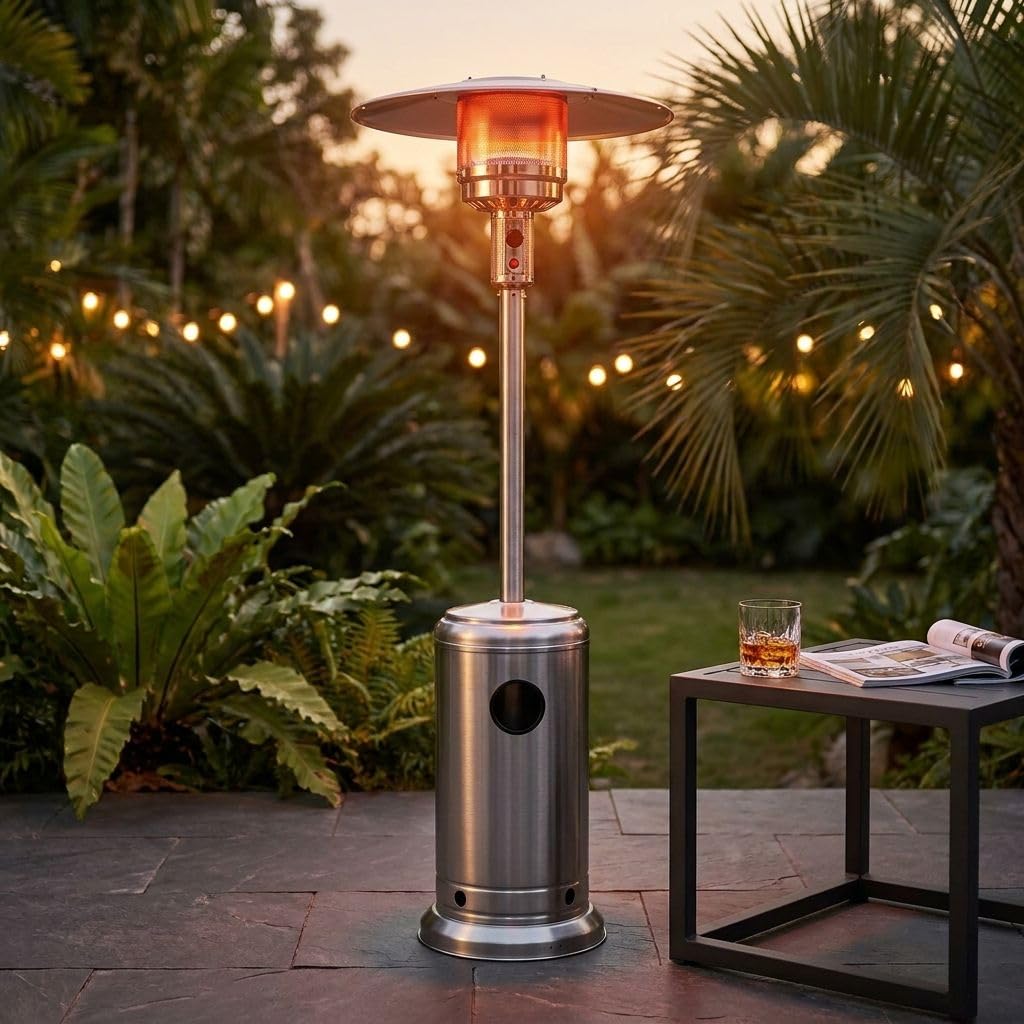 milani home Fungo Riscaldante per Esterno Stufa per Giardino in Acciaio A Gas Butano Calore per Bar Ristorante Albergo