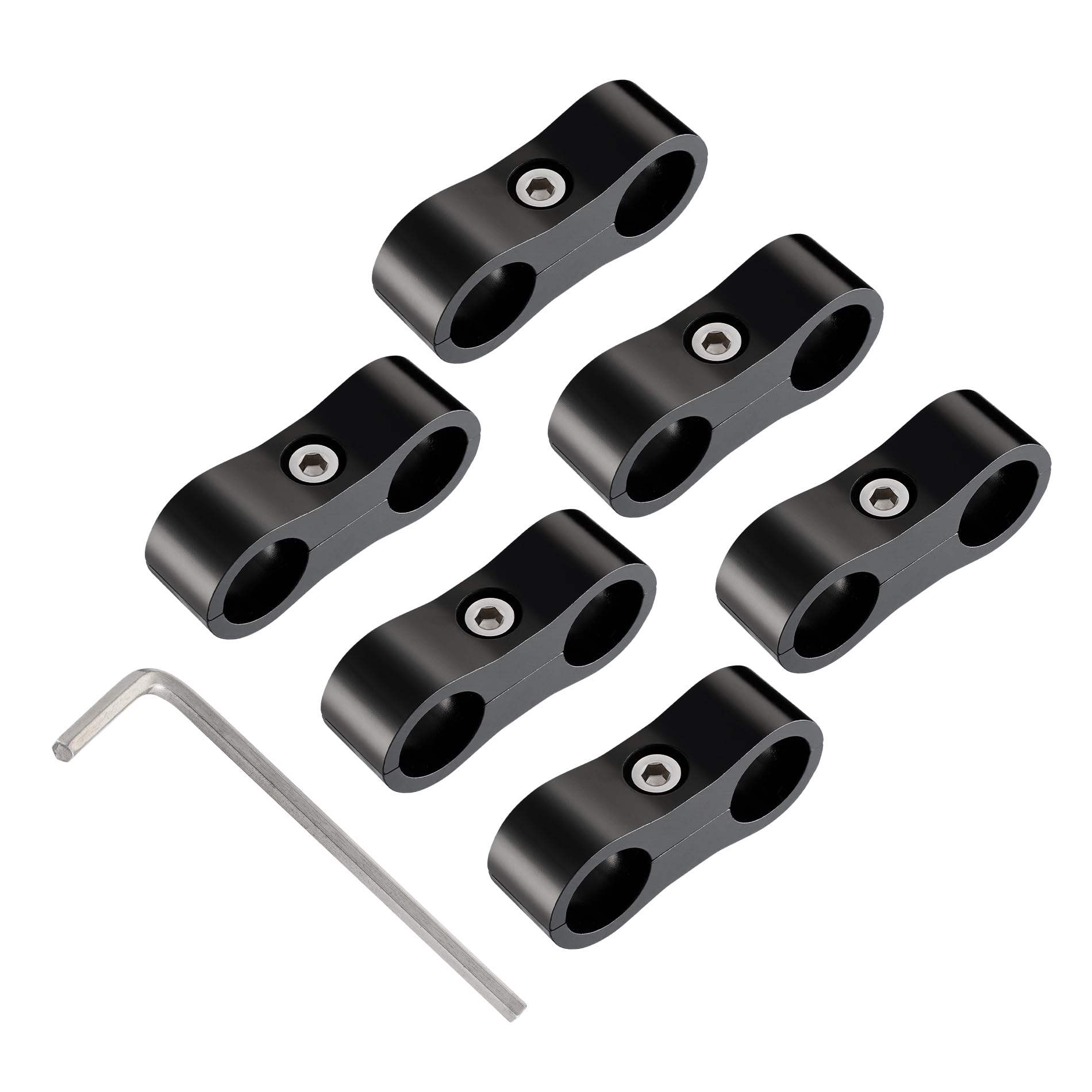 EVIL ENERGY Hose Separator Clamp,Fuel Line Mounting Clamp Aluminum Black (6, AN6)