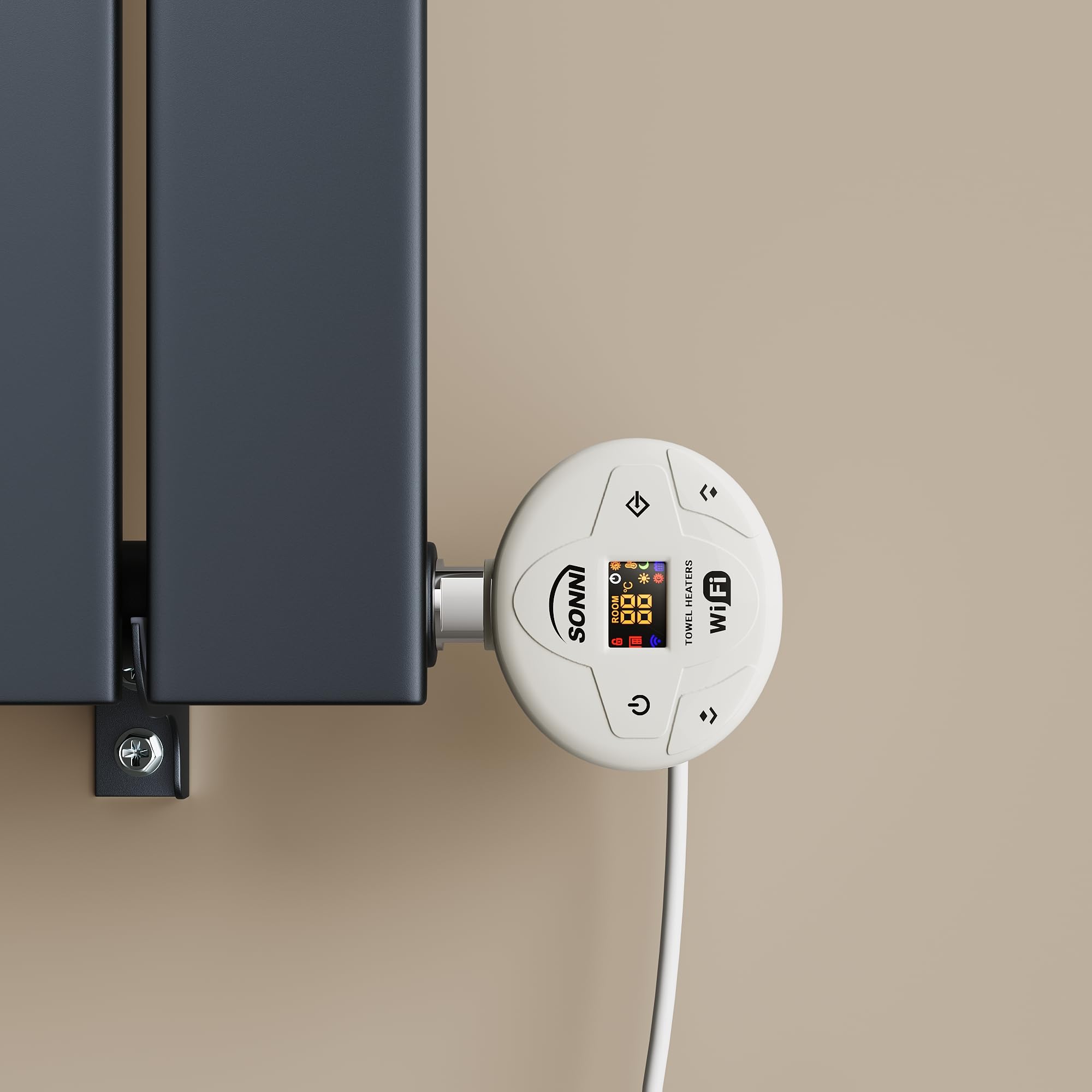 SONNI Heizkörper 600x832mm Anthrazit, Design Flachheizkörper mit WIFI Smart Heizstab 800 Watt, elektrischer Flach Vertikal Heizkörper Bad, Einlagig Paneelheizkörper mit APP-Steuerung