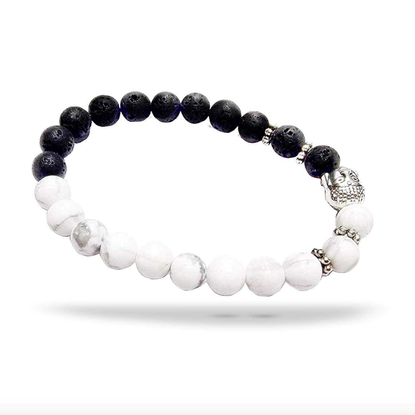 RUDRADIVINE Black and White Crystal Buddha Beads Healing Yoga Bracelet for Men and Women (B07DWFNTG9) Amazon Price History, Amazon Price Tracker