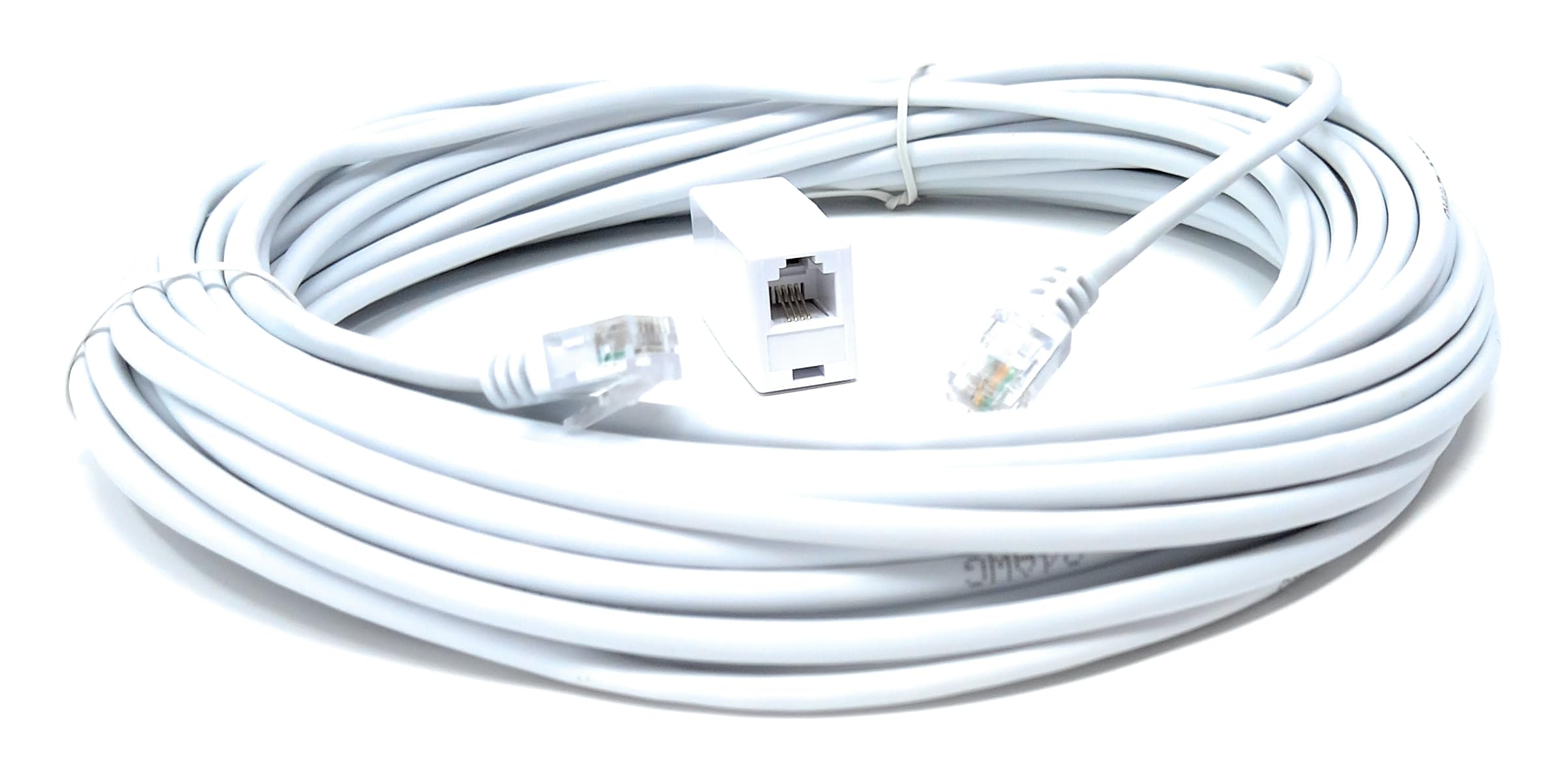 DRUT 15m RJ11 to RJ11 ADSL 2+ Male to Male Cable with Female Coupler, BT Telephone, Broadband, Modem Extension Lead - Image 3