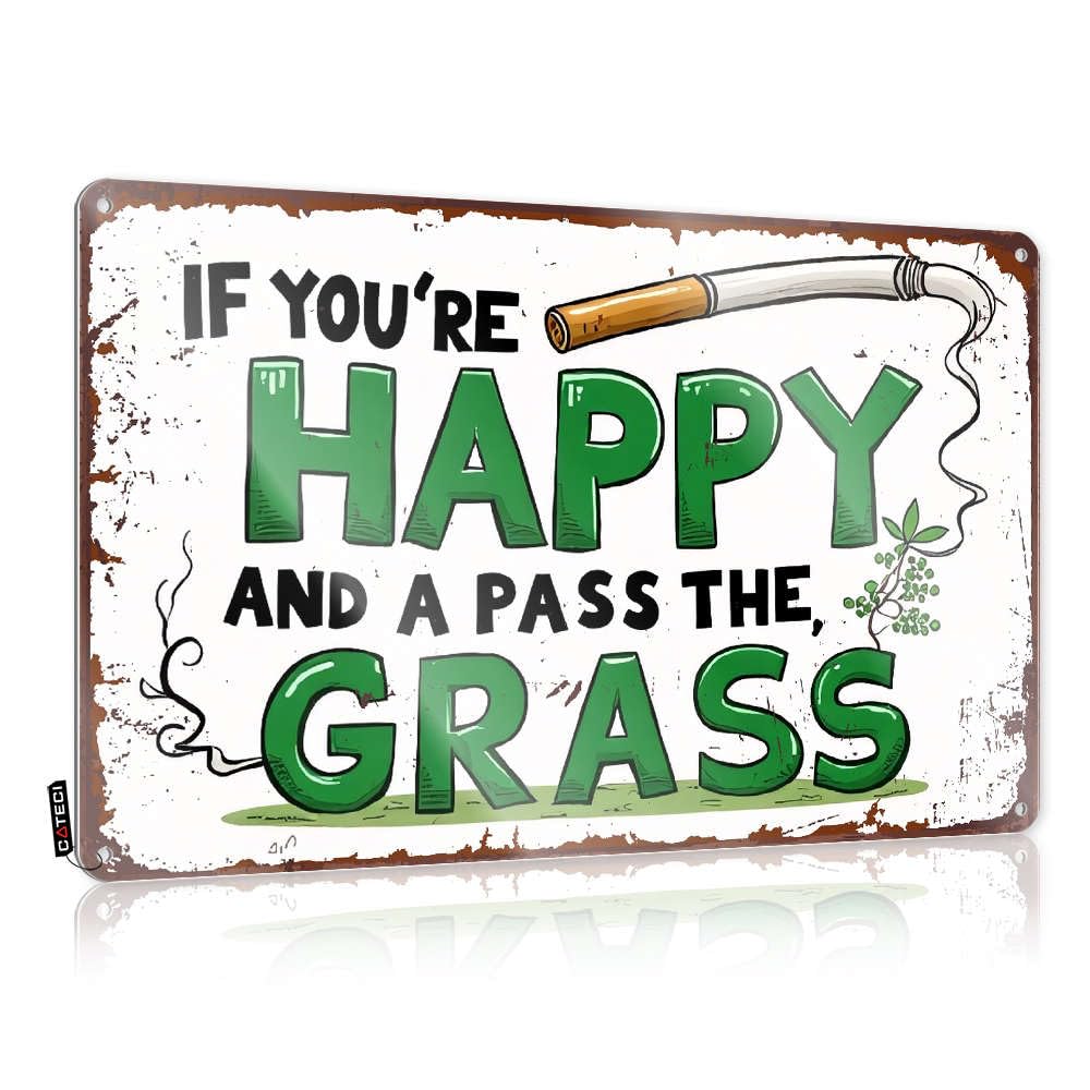Fzfn Men's Colour Decoration Inappropriate Summer Home Decor - If You're Happy, Pass The Grass. Accessories Rustic Style Artwork For Farm(30X40cm)