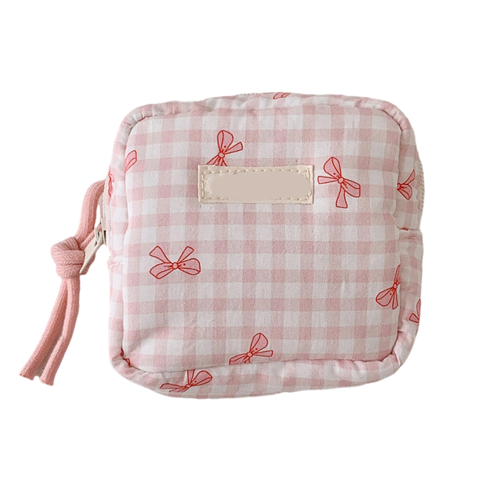 Sisyeuo Geometric Makeup Pouches Sturdy Fabric Cosmetic Bag for Cosmetics Skincare Square Pattern Portable Storage Solution Stylish Polyester Toiletry Bag