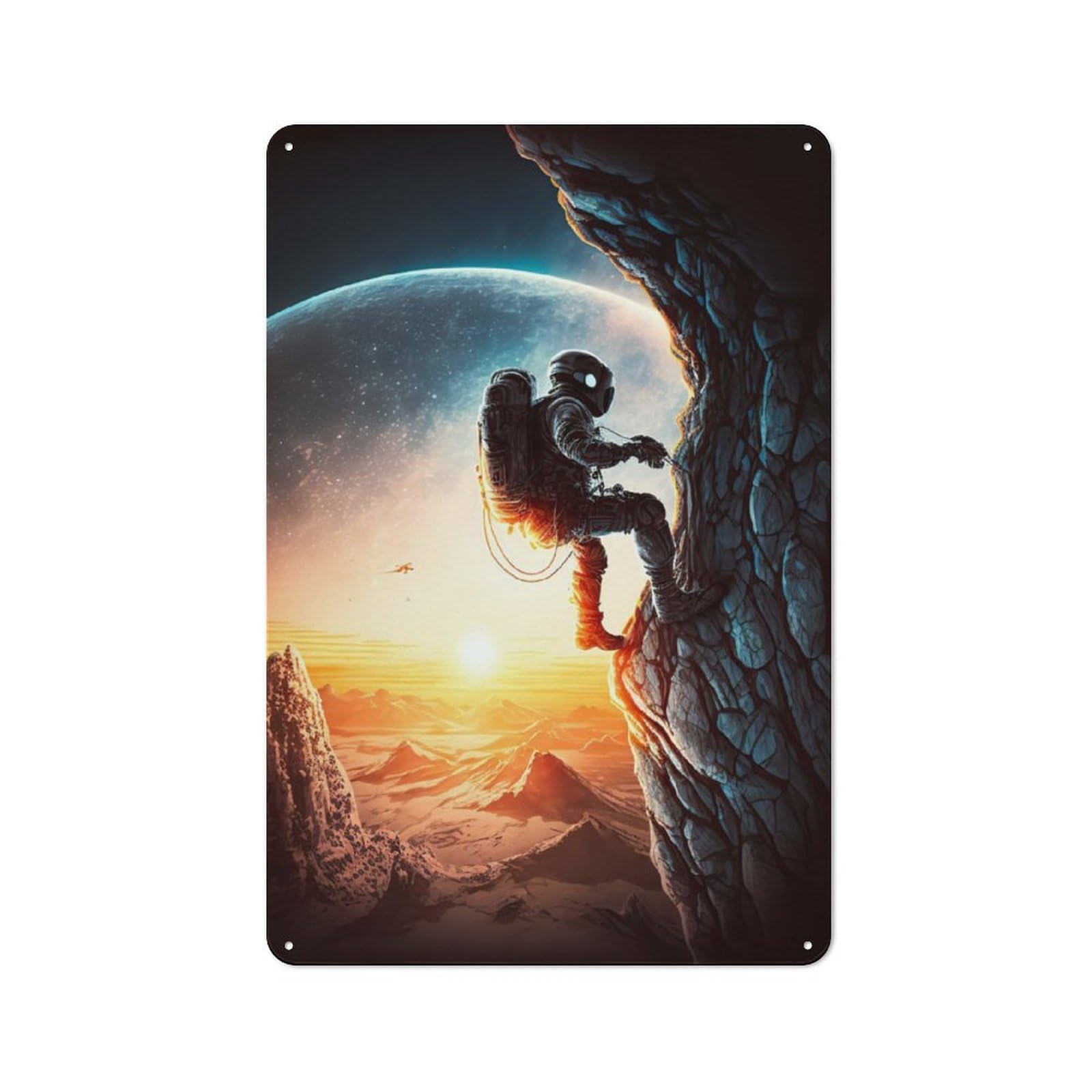 Junmoney Man Climbing Mountain Retro Tin Sign 30X20cm For Man Cave Or Games Room, For Collectors Decorating Games Rooms And Man Caves