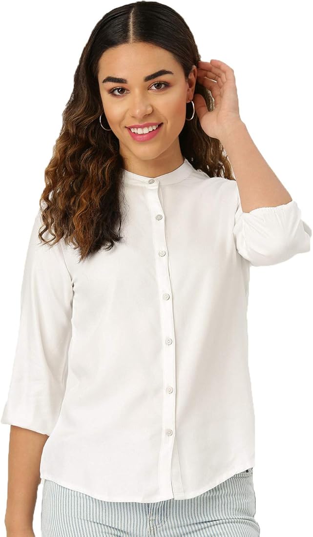 white polyester shirt women's