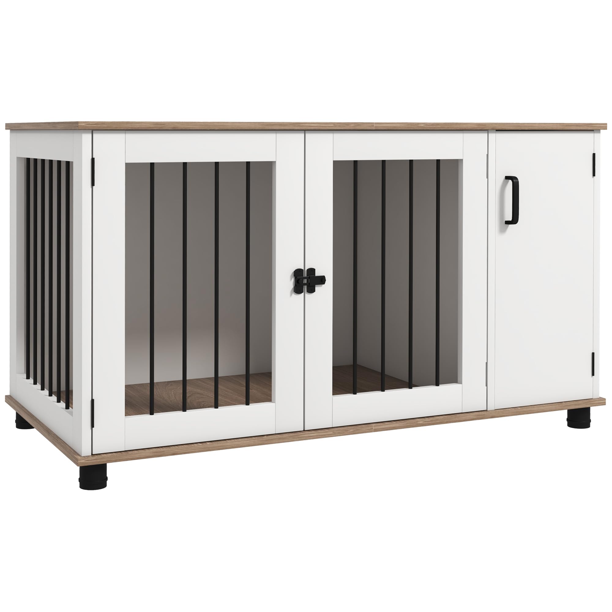 GOWE Dog Crate Furniture Side End Table with Storage, Dog Kennel Furniture Indoor with Double Doors for Medium and Large Dogs, Walnut