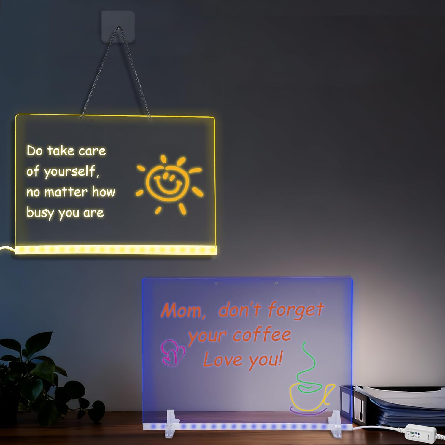LED Note Board with App Control, 7 Colors 13.7x10 Light Up Acrylic Dry Erase Board, Drawing & Writing Board, Perfect Holiday Gift for Christmas Kids Girls