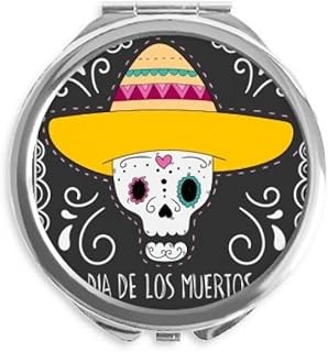 Hat l Mexico Happy The Day Of The Dead Hand Compact Mirror Round Portable Pocket Glass