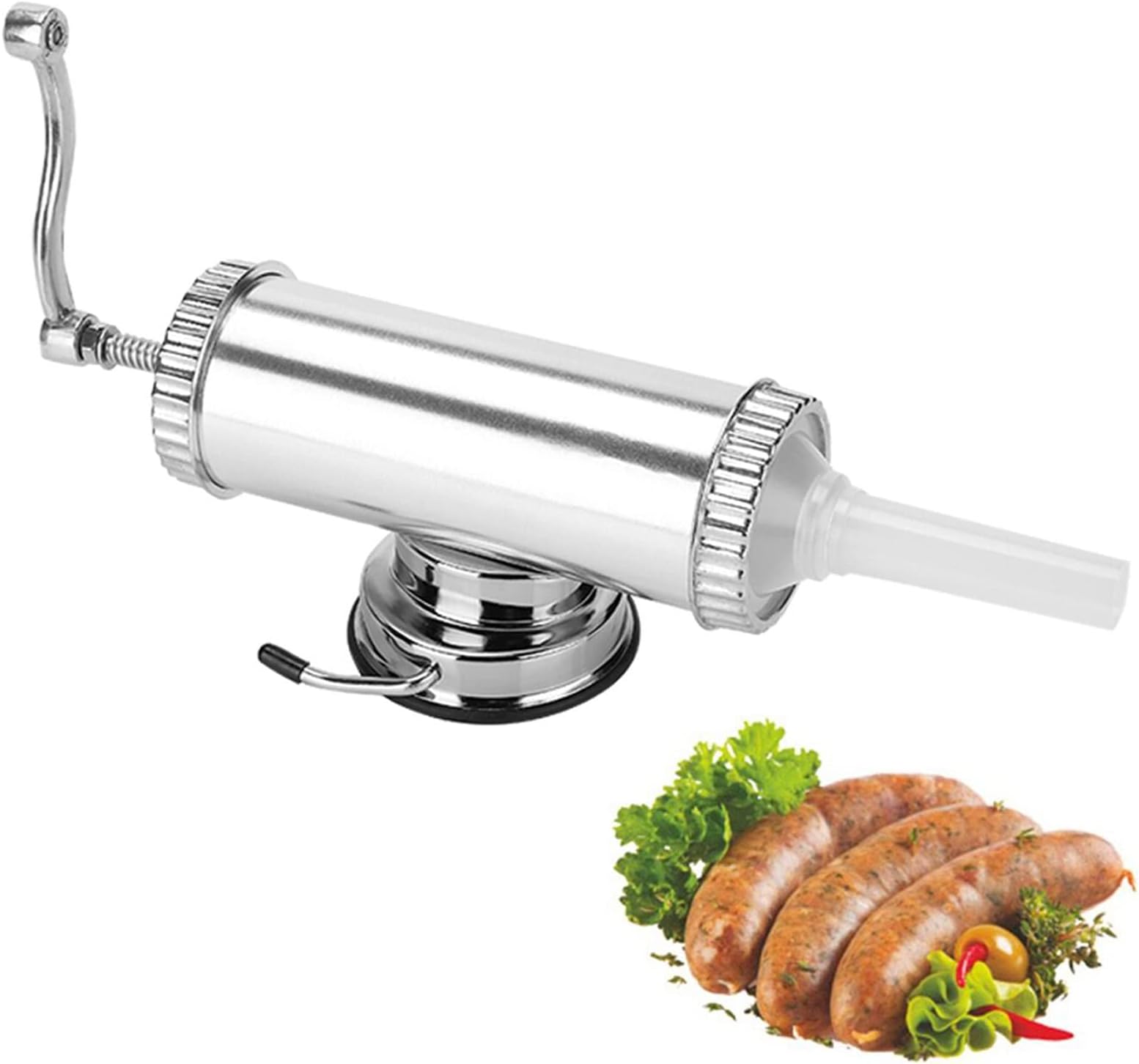 2 LBS Sausage Stuffer With Suction Base Homemade Sausage Filler Sausage Syringe Aluminum Manual Sausage Maker