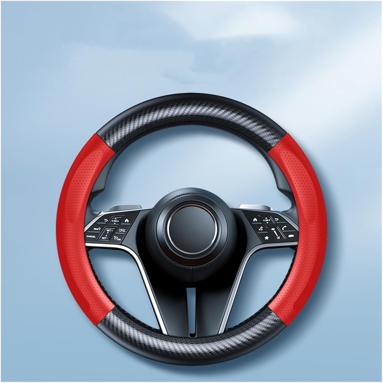 Car Steering Wheel Cover Set Car Steering Wheel Cover Ultra-Thin Carbon Fiber Fresh and Breathable Car Interior Decorations (Color : 1#)