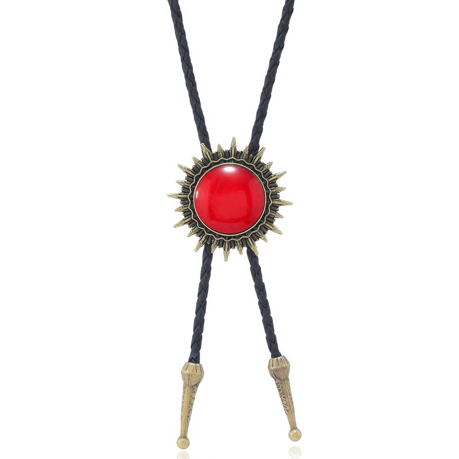 Bolo Tie for Men Women Cowboy Turquoise Celtic Natural Tiger Eye Stone Longhorn Bull Western Leather Bolo Necktie