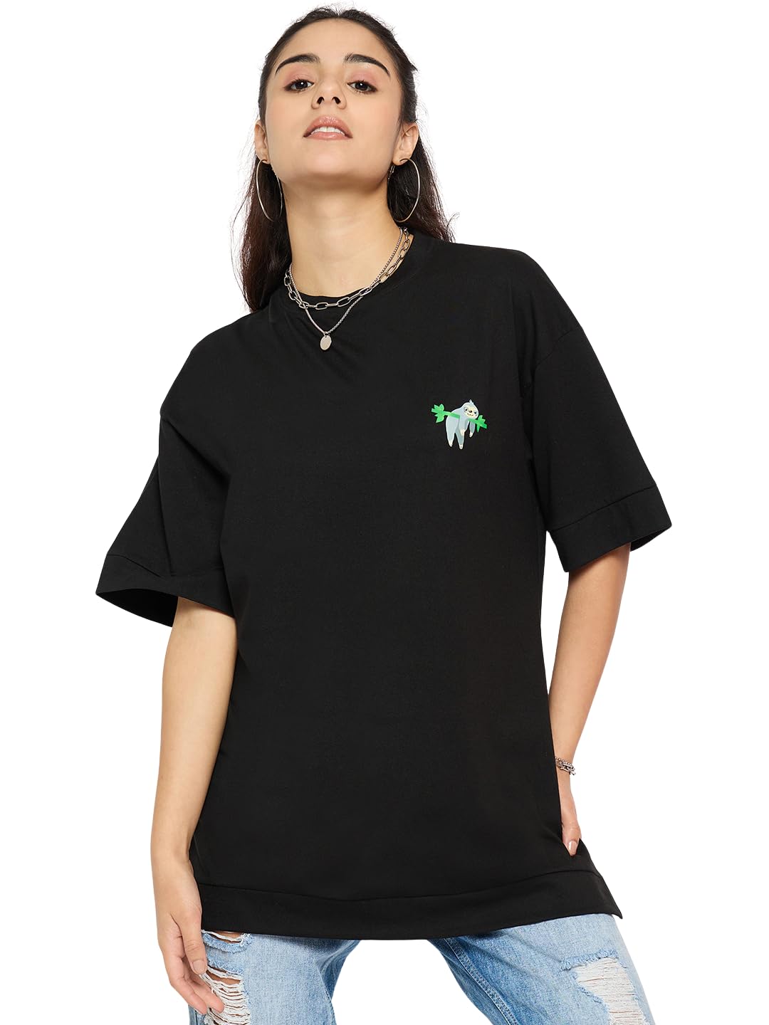 Women Cotton Printed Oversized T-Shirt | Round Neck Half Sleeve Graphic Tee | Relaxed Fit Casual Loose Fit Drop Shoulder Top, Travel & Streetwear.-picture-27