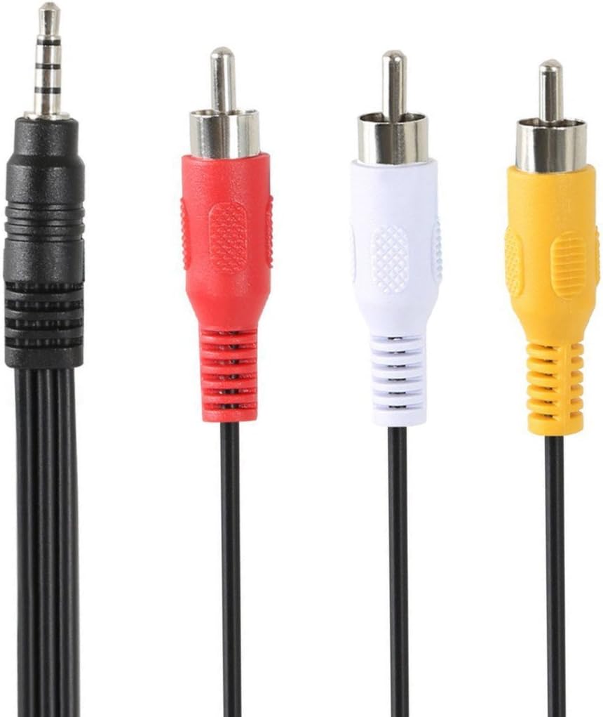 Conwork 3.5mm Stereo Male to 3 RCA Male Splitter Extension Cable for Audio Video AUX Port