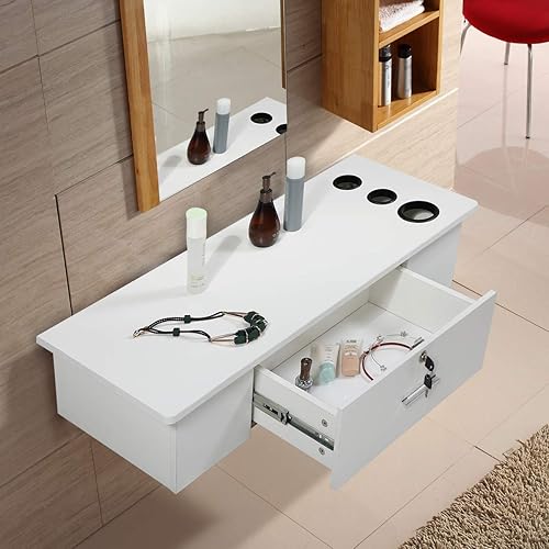 Miniatura 3 de Estaciones de salón de montaje en pared para estilista,Estaciones de peluquería para equipos de spa de belleza de salón,Blanco