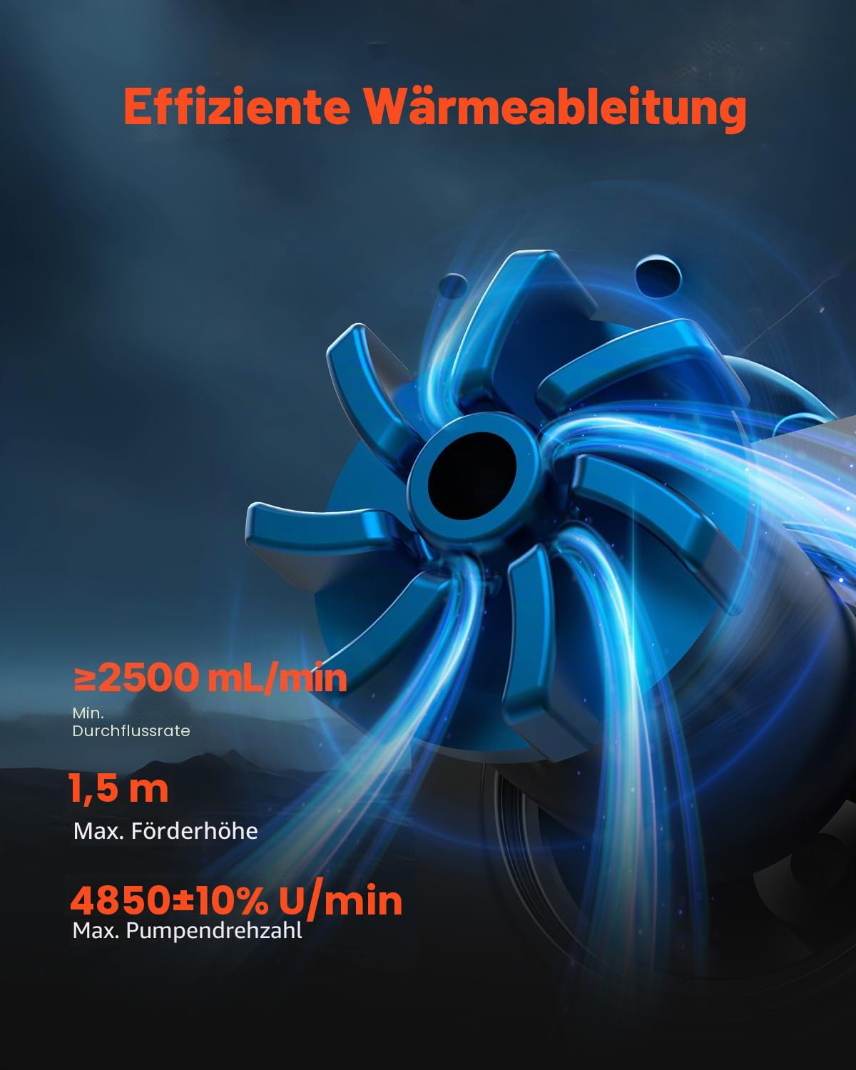 VEVOR Flüssigkeitskühler, AIO-CPU-Wasserkühler, 120-mm-PWN-Lüfter, 4,6 cm Display, max. 2200 U/min CPU-Kühlerlüfter, PC-Wasserkühlung für Intel 115X/1366/2011/1700/1200, AMD AM4/AM5