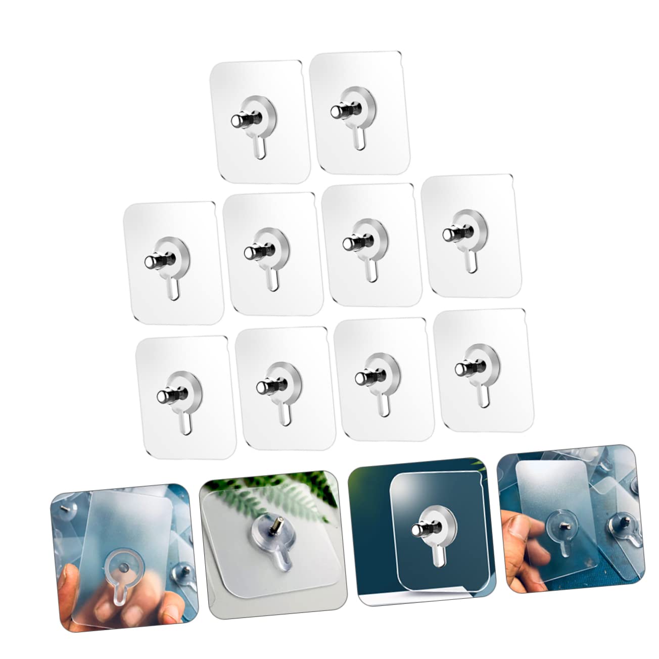 Abaodam 100piezas Ganchos Adhesivos Sin Rastro Para Decoración De Pared Adhesivos Multifuncionales Para Colgar Claves y Objetos Ligeros