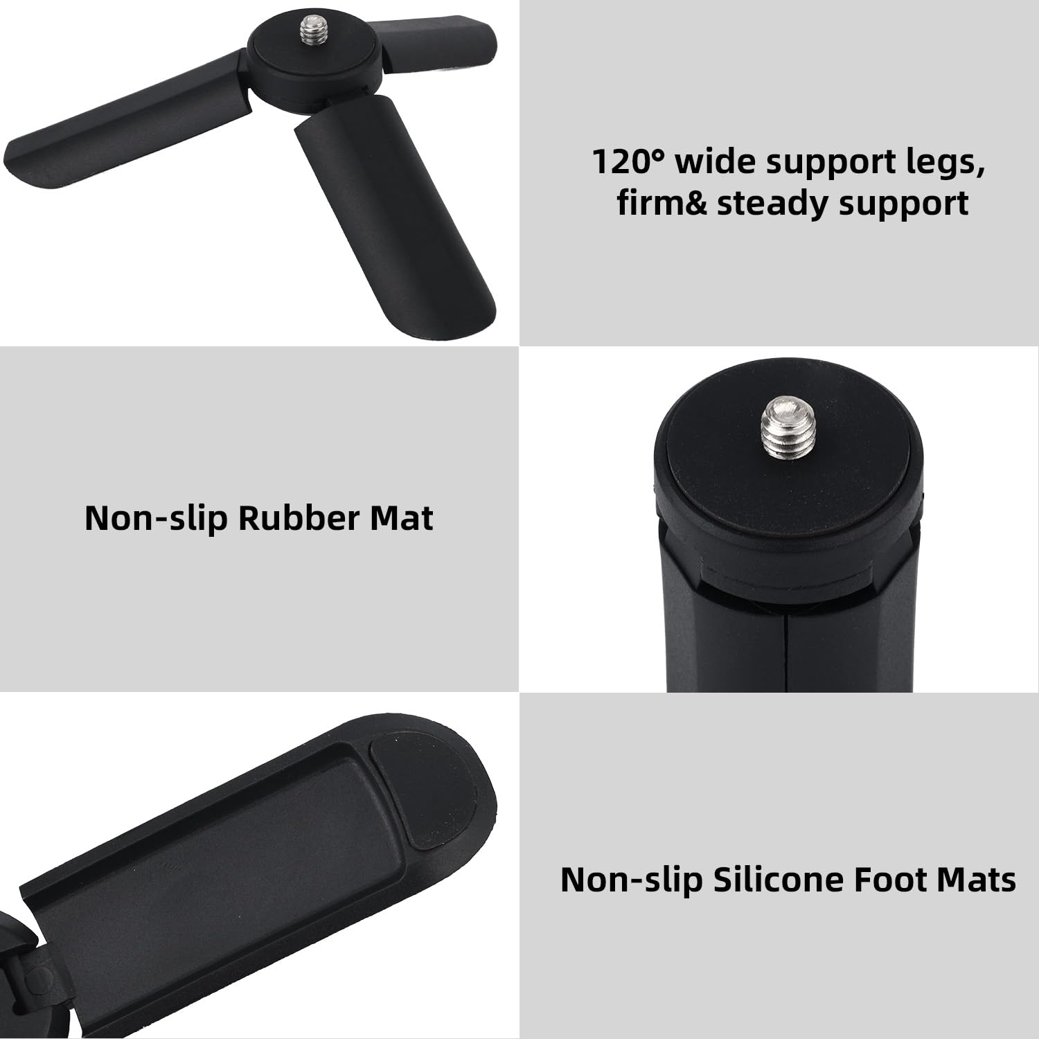 BOXOB Mini Treppiede per DJI Osmo Pocket 3 e 2, Treppiede Portatile Tavolo con Supporto Leggero Selfie Impugnatura Comoda Accessori Pratici per Dispositivi Digitali(Nero)