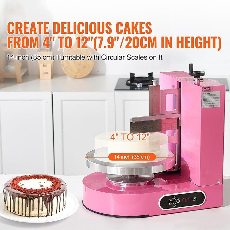 Automatic Cake Decorating Machine 200W - Tabletop Cream Spreader with LCD Display for Smooth Coating, Ideal for Cake & Dessert Shops, Fits 4-12 Inch Cakes