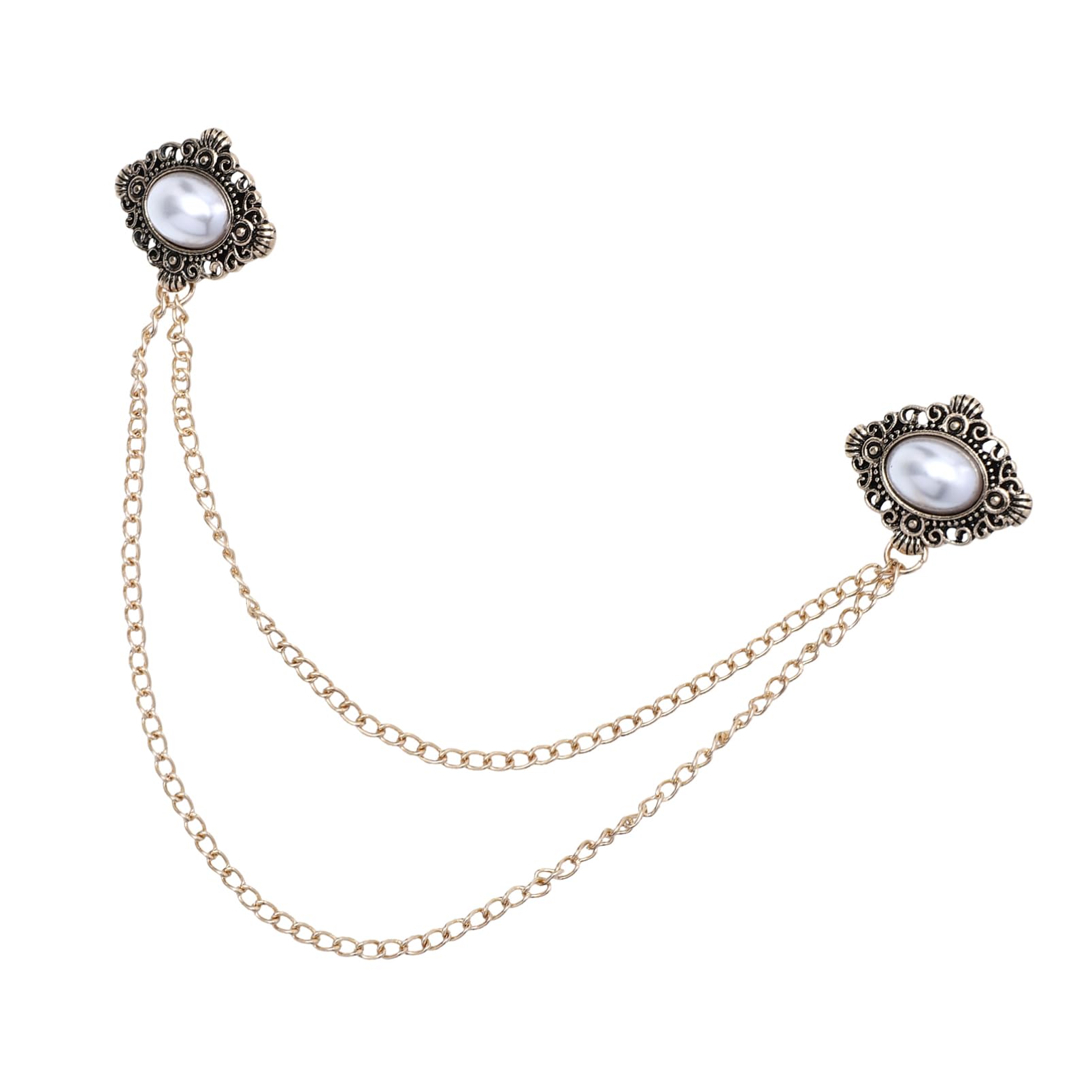 Holibanna 1pc Men Vintage Chain Collar Brooch Clip Elegant Suit Pin Accessory for Shirts Vests Blouses Timeless Design Durable Craftsmanship for Any Occasion