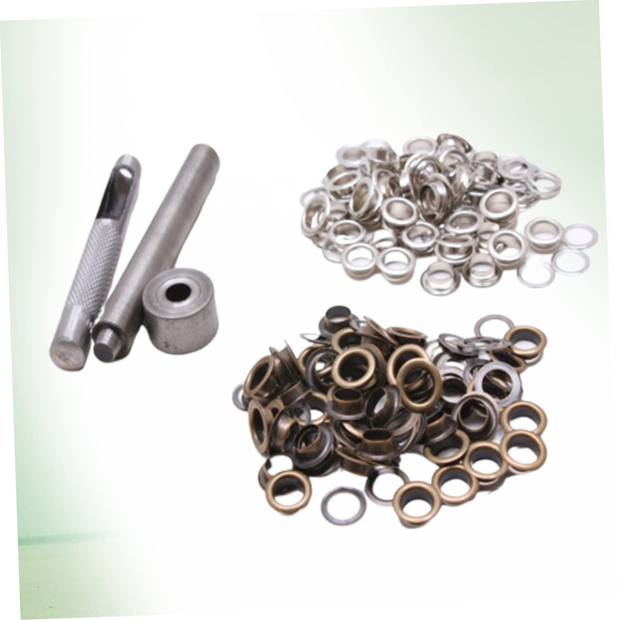 NUOBESTY 300sets Grommet Ottone Con Strumenti Kit Di Occhielli Colorati Per Abbigliamento Scarpe e Progetti Creativi Argento Antico