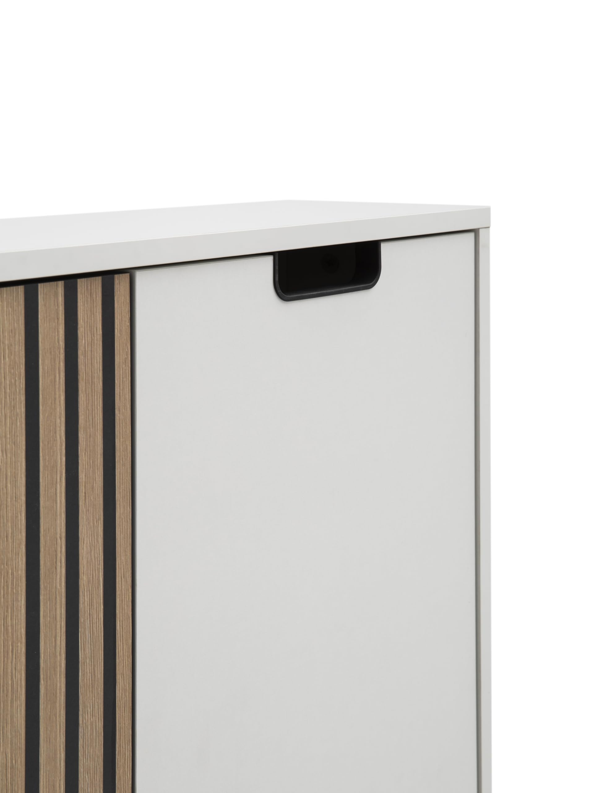 Schildmeyer Highboard Ryker 160036, Mattweiß/Akustikpaneel Optik, 59,8 x 19,5 x 124 cm