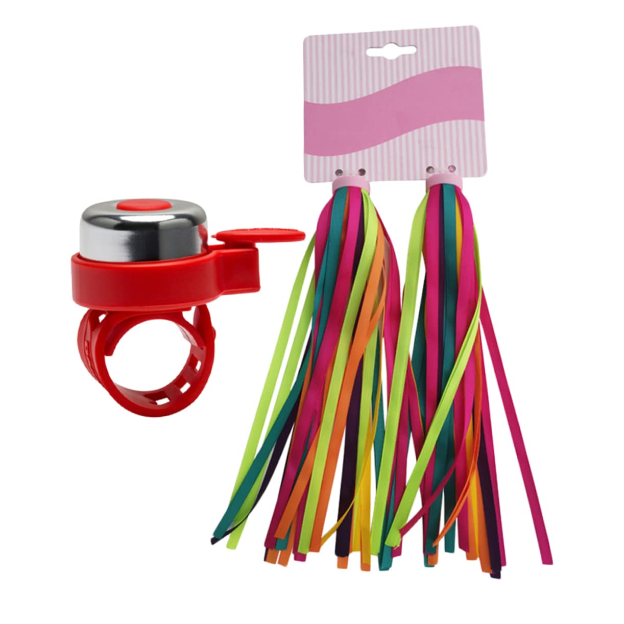 HANABASS 2Pairs Bike Grips Tassels with Red Bell Set Scooter Ribbons Handlebar Streamers Fun Bicycle Accessories for Boys and Random Color Tassels