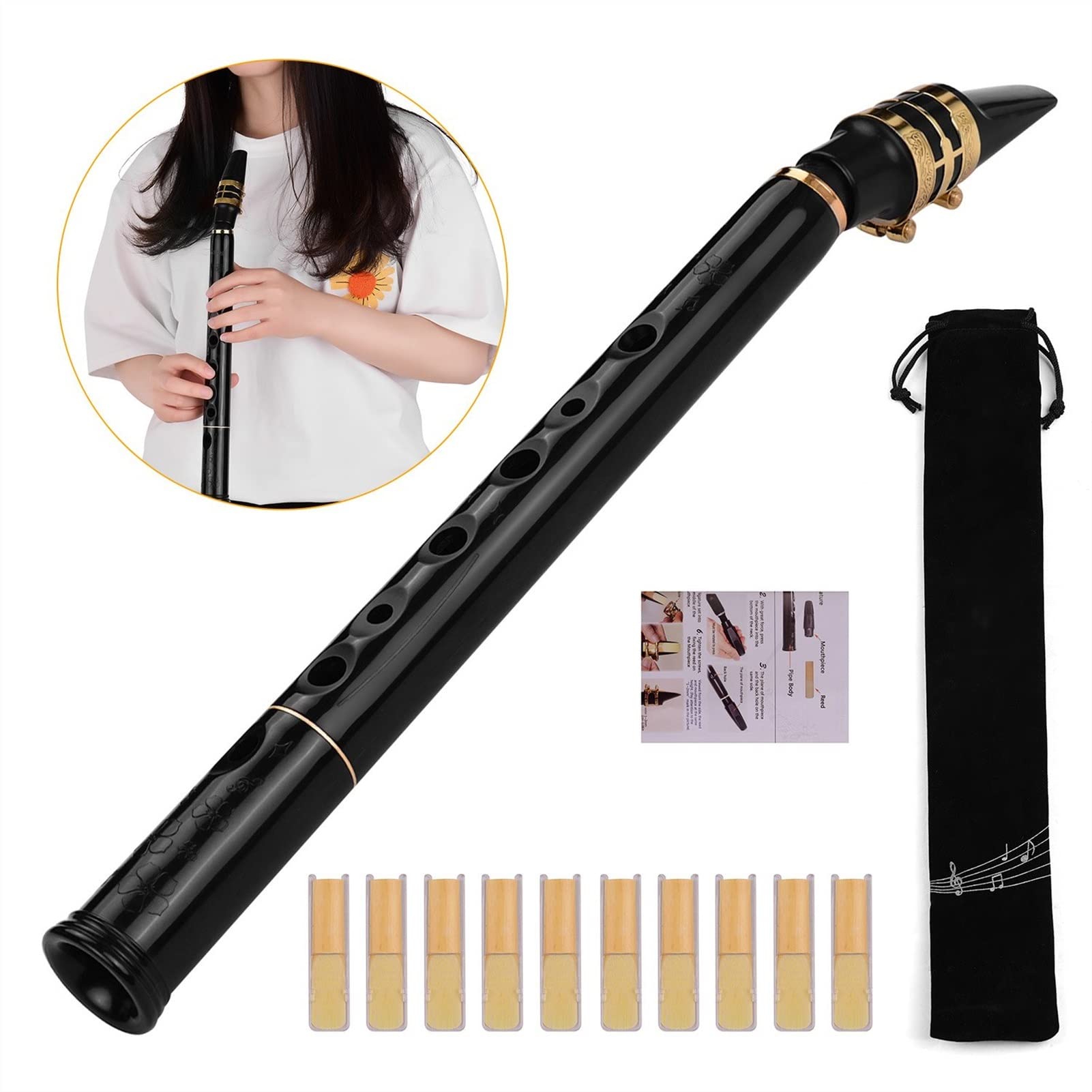 Pocket Sax Mini Tragbares Saxophon mit Tragetasche Windinstrument Schwarz