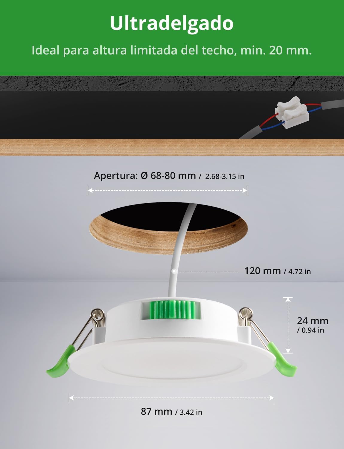HOMEOW Pack de 20 Focos LED Interior Techo 5W, Downlight LED Empotrable Luz Calida 2700K Neutra 4000K Frío 6000K, IP44 Ojos de Buey Para Techo Baño Cocina, Apertura 68-78mm