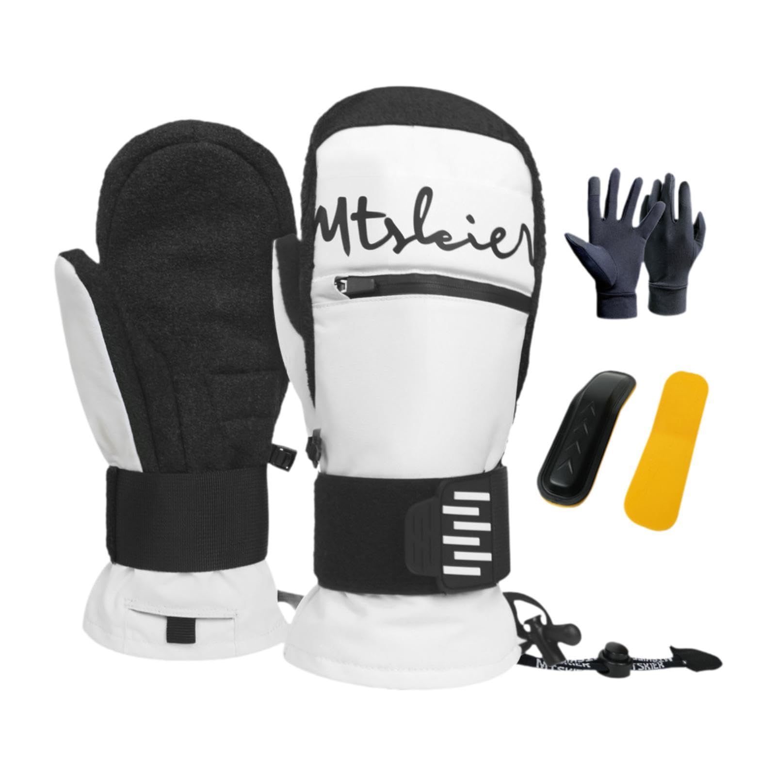 Gants de Ski, Gants de Snowboard, Gants d'hiver Confortables pour Femmes et Hommes, Gants de Neige pour Le Vélo, Le Ski et Plus Encore, avec Drago, Blancxl