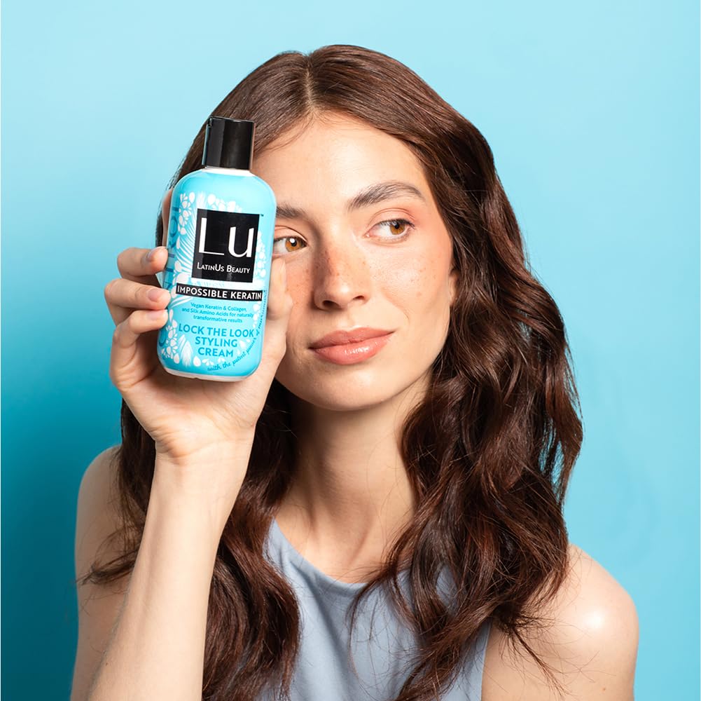 LatinUs Beauty, Lock The Look - Crema per acconciatura con cheratina vegana per capelli gestibili e stilizzati, 8 oz