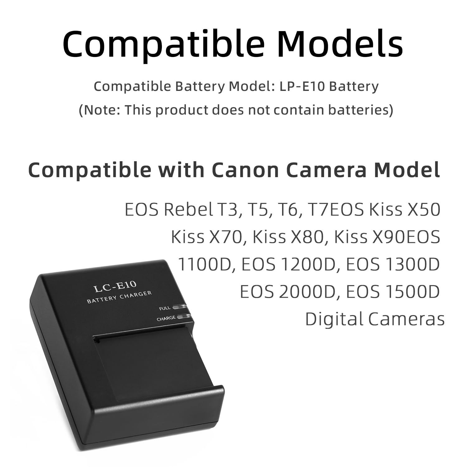Cargador Fuworance LP-E10 Para Canon EOS Rebel T3/T5/T6/T7/T100 – Batería Y Cable De 0.5m Incluidos