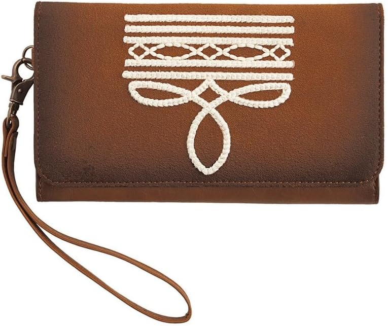 Angel Ranch Western Wallet Womens Boot Stitch Brown D330011202