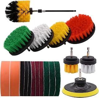 Drill Brushes, 20pcs Drill Brushes Attachment Set, Power Scrubber Drill Brush Kit for Cleaning Bathroom Surfaces Floor Tub Shower Tile Kitchen Automotive Grill, Fits Most Drills