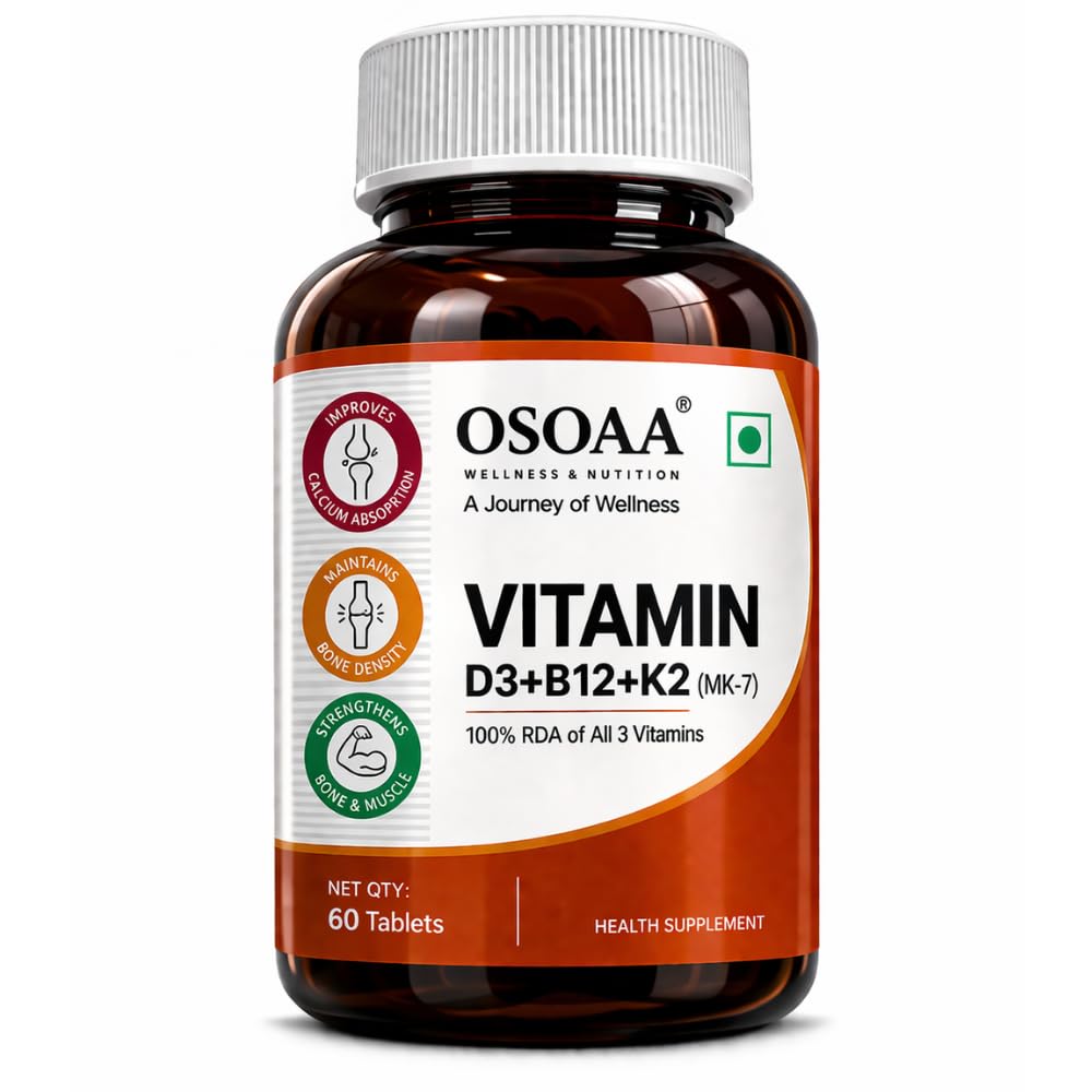 OSOAA Vitamin D3 K2 MK7 Supplement - 10 Tablets | Vitamin D3 (600 IU) | Promotes Calcium Absorption, Bone Health, Muscle Strength & Immunity | Plant Based - Lichen Source-image-42