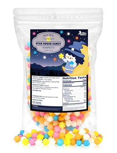 NICE WITCH'S Konpeito Sugar Candy 1.1lb - Big Size 500g(17.63 Ounce) Sweet And Colorful/Handmade Star Candy/별사탕 - 17.64 Ounce (Pack of 1)