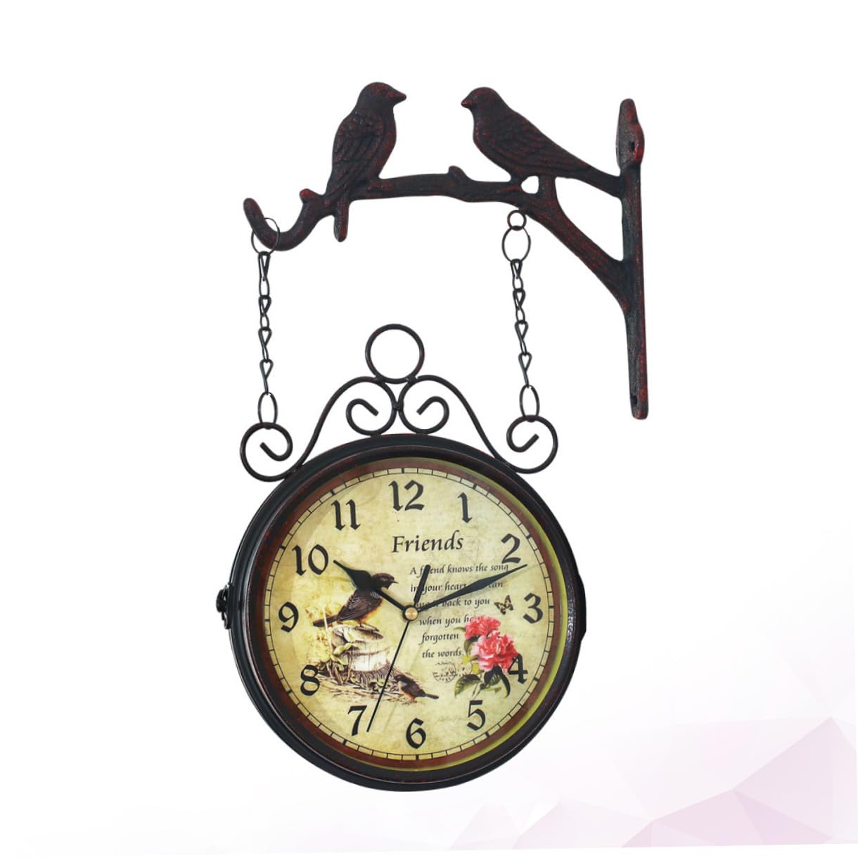 Cabilock Reloj de Pared de Doble Cara Silencioso sin Batería Diseño Original y Material de Hierro para Dormitorio o Bar Decorativo y Funcional