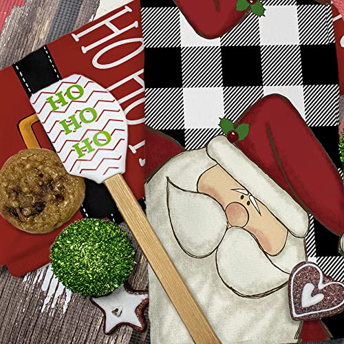 Arkeny Christmas Dish Towels For Christmas Decor Santa Claus Kitchen Towels 18X26 Inch Black Buffalo Plaid Washcloths Seasonal Ultra Absorbent Bar Drying Noel Ho Ho Ho Hand Towel For Cooking Set Of 2 #TOP4