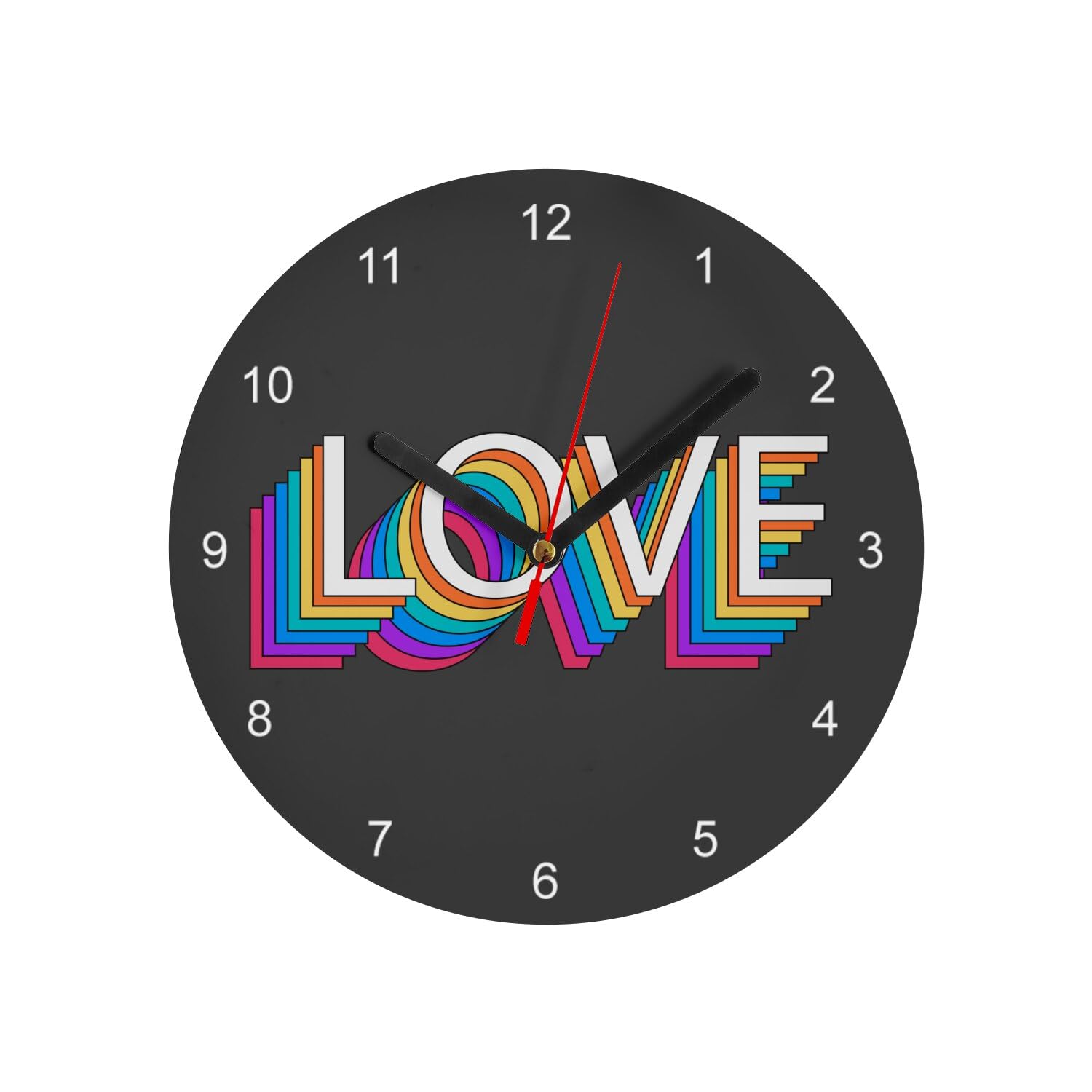 Horloge murale en verre rétro LGBT Fabulous arc-en-ciel vintage noir 20 cm