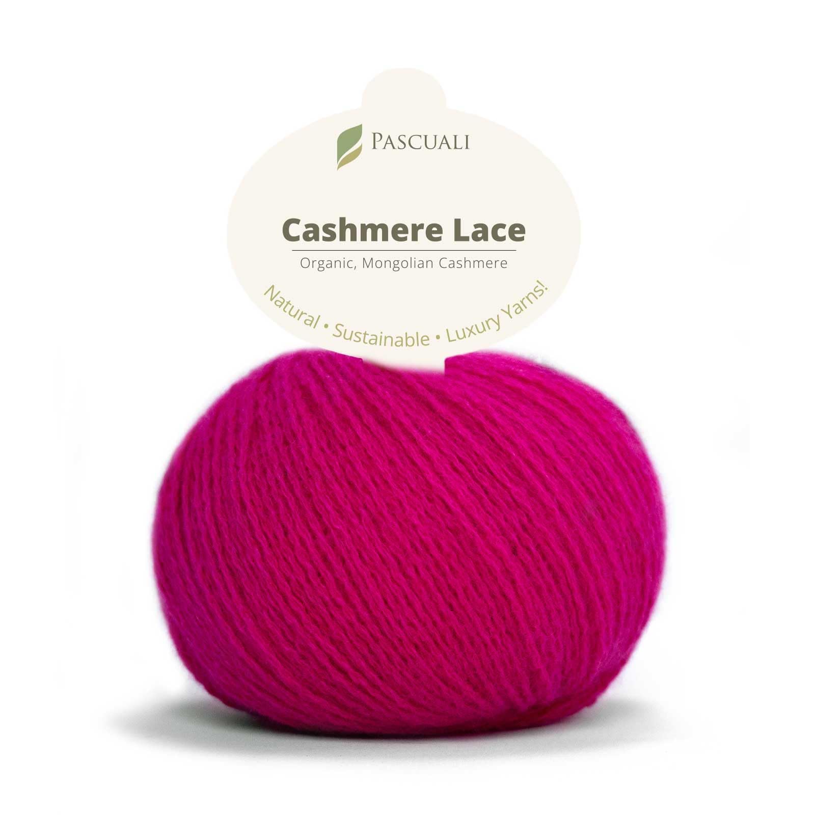 PASCUALI | Bio Cashmere Lace - Gomitolo di lana 100% cashmere per lavorare a maglia e all'uncinetto, set da 4 gomitoli, 100 g, colore: fucsia 60
